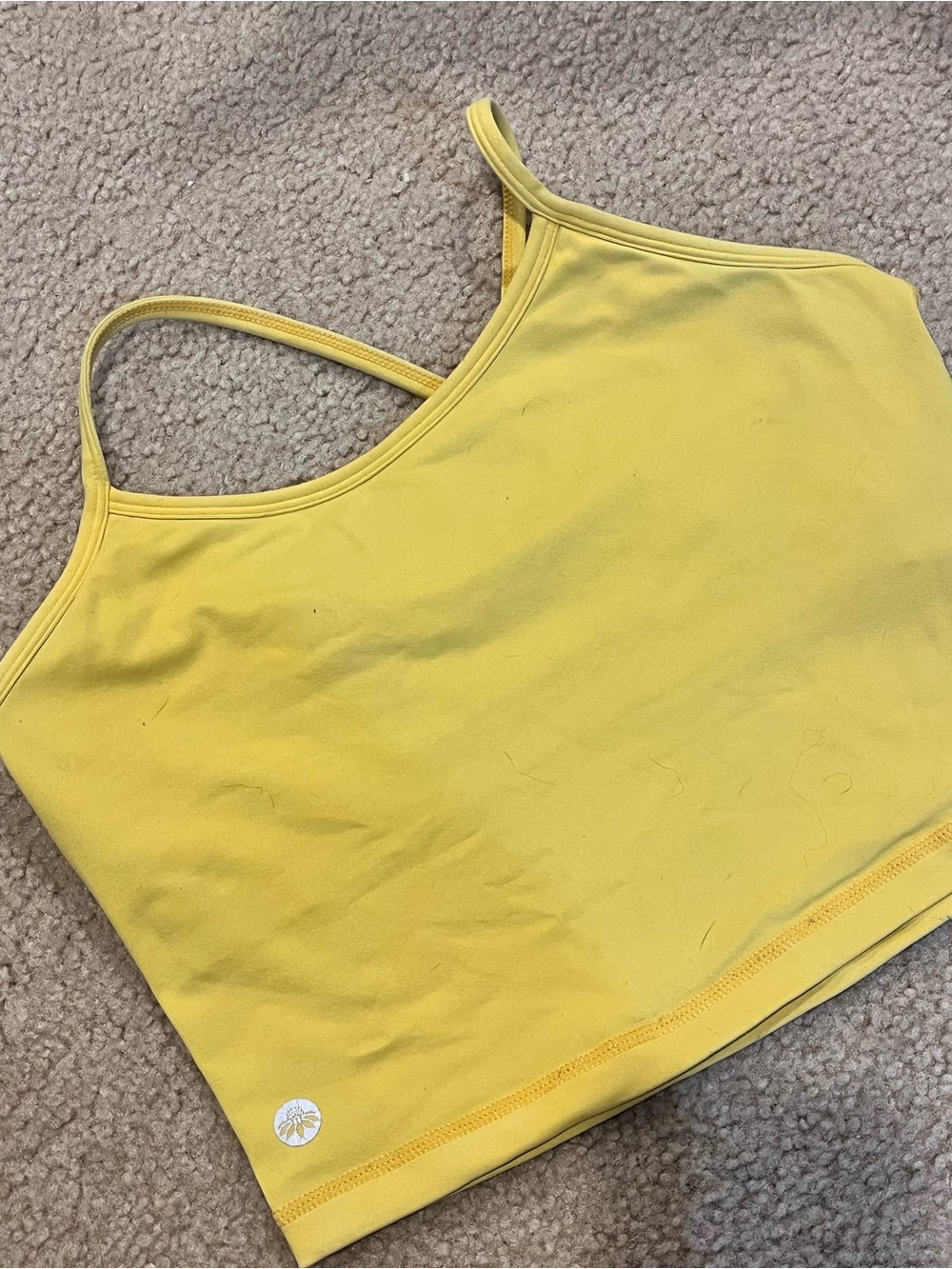 Senita small Yellow Strappy Crop Tank Top sports bra
